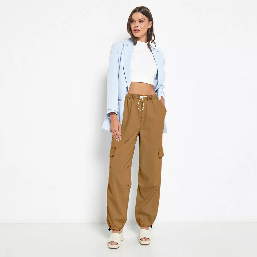 Khaki Wide Leg Cargo Jeans | Montivo Pakistan