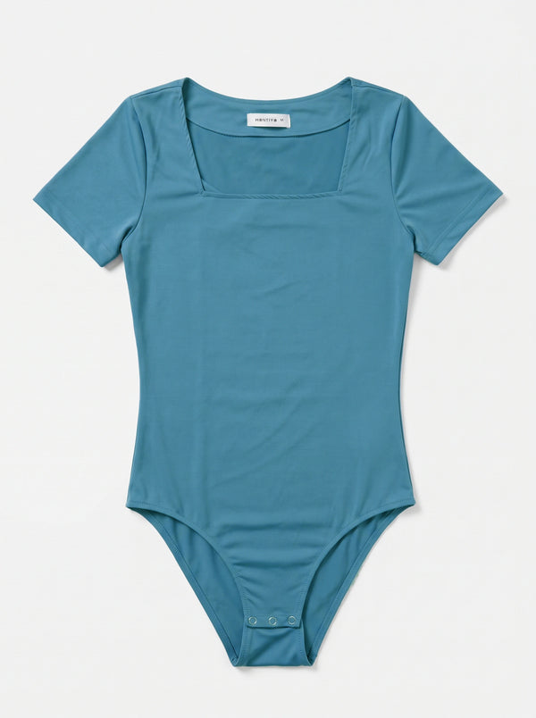 Teal Blue Square Neck Bodysuit