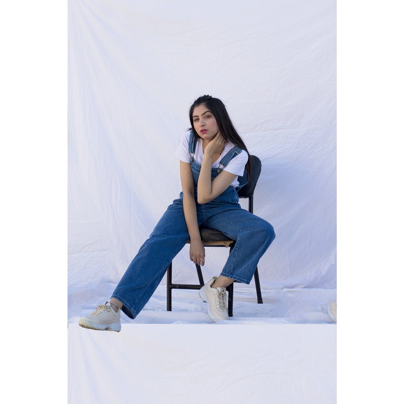 Mid Blue Mom Fit Overall | Montivo Pakistan