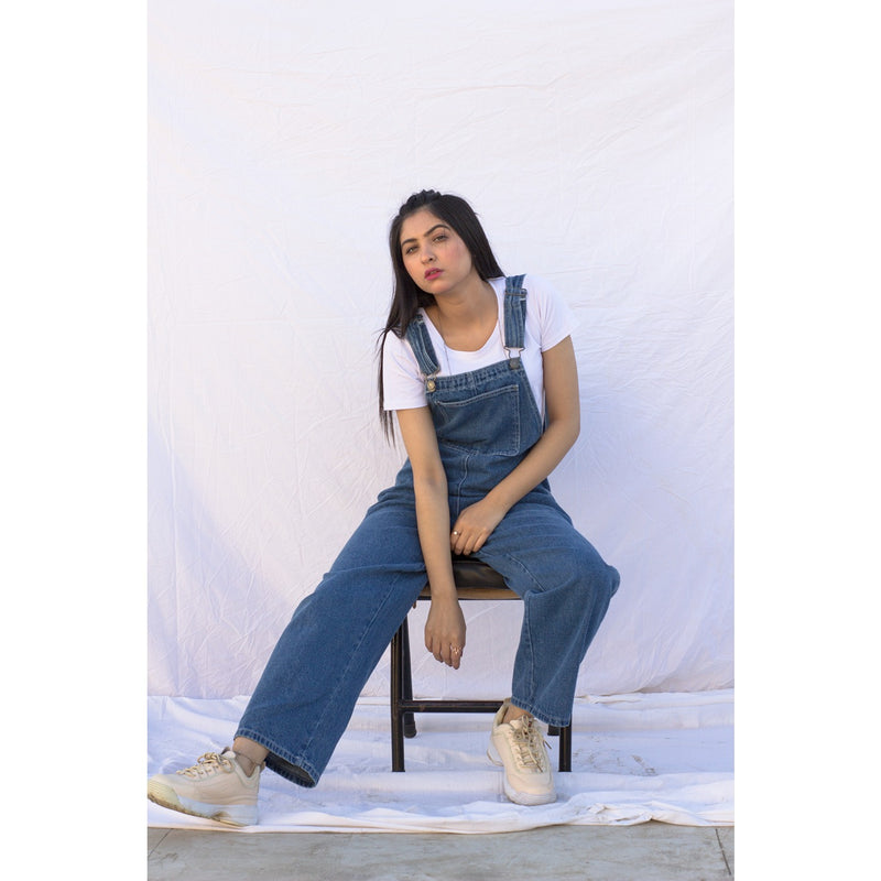 Mid Blue Mom Fit Overall | Montivo Pakistan