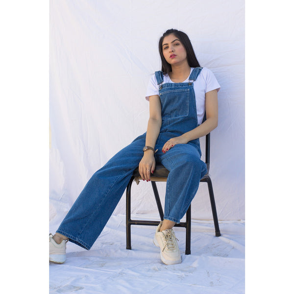 Mid Blue Mom Fit Overall | Montivo Pakistan