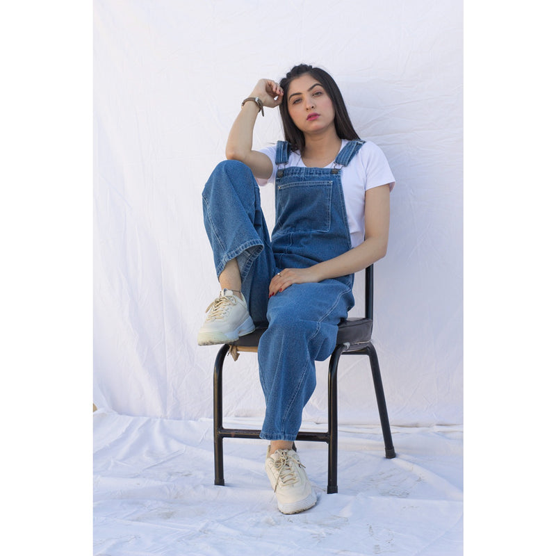Mid Blue Mom Fit Overall | Montivo Pakistan