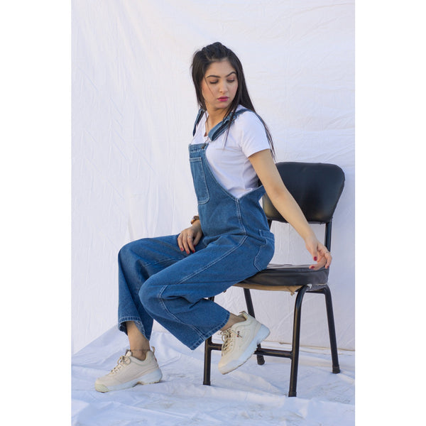 Mid Blue Mom Fit Overall | Montivo Pakistan