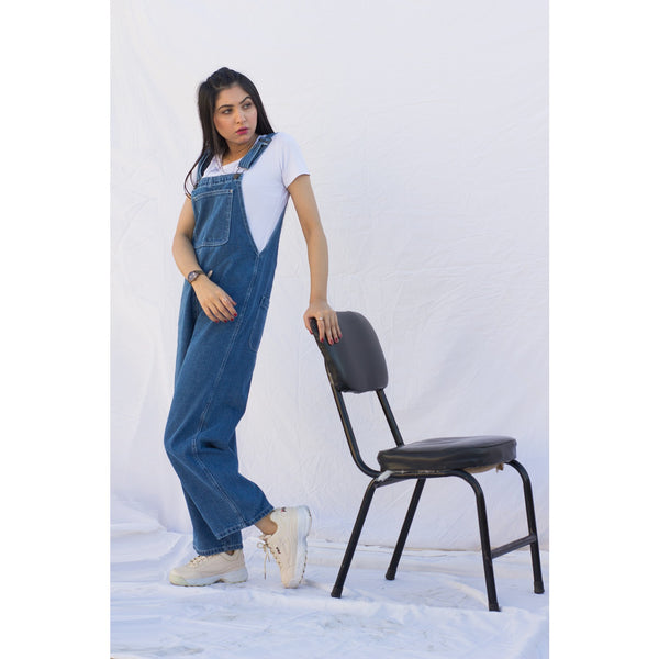 Mid Blue Mom Fit Overall | Montivo Pakistan