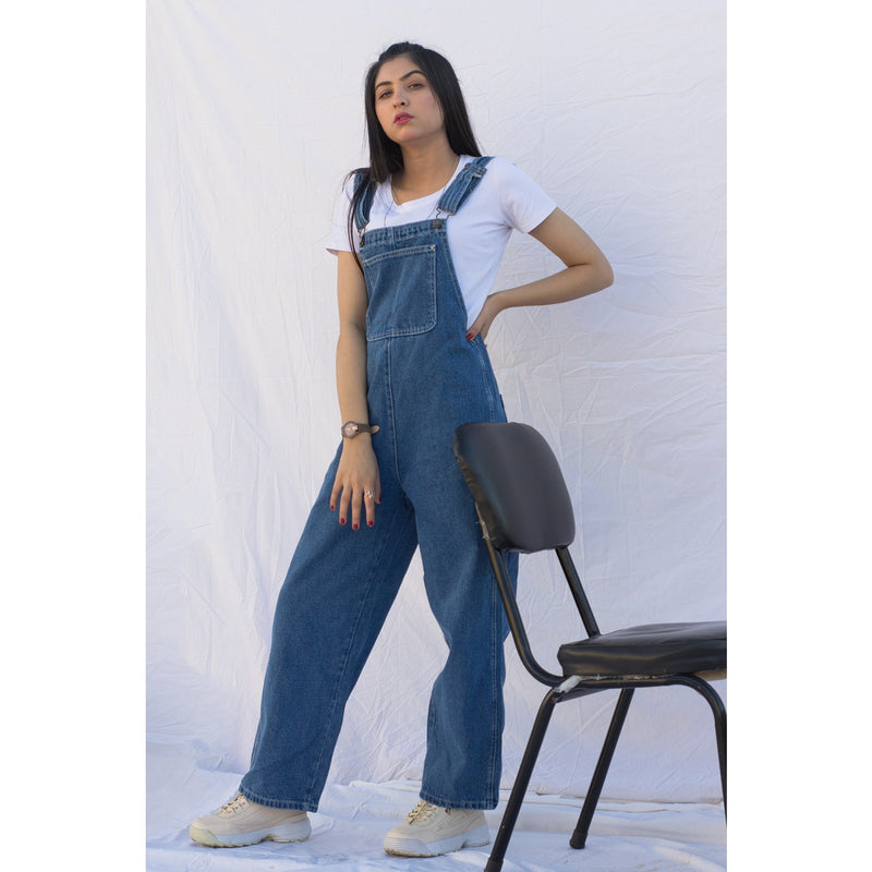 Mid Blue Mom Fit Overall | Montivo Pakistan