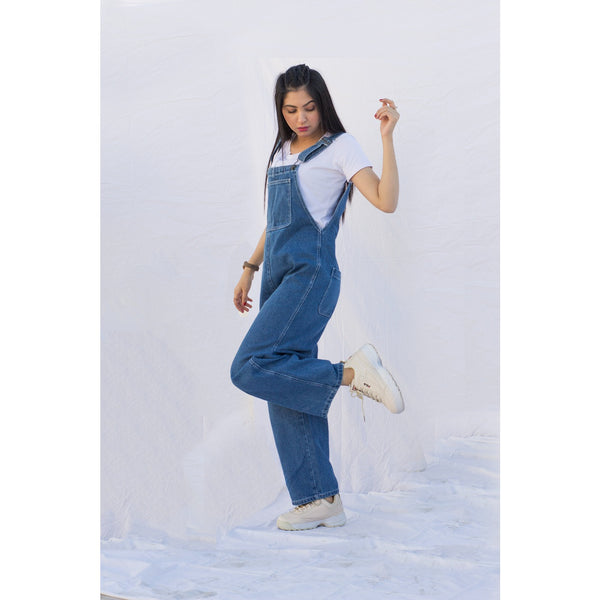 Mid Blue Mom Fit Overall | Montivo Pakistan