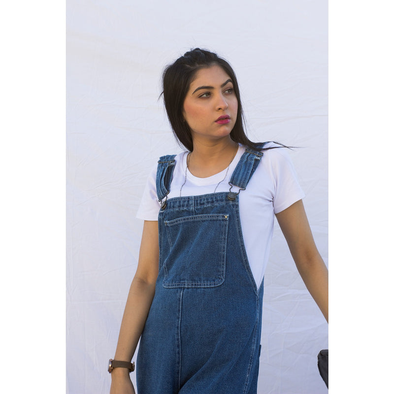 Mid Blue Mom Fit Overall | Montivo Pakistan