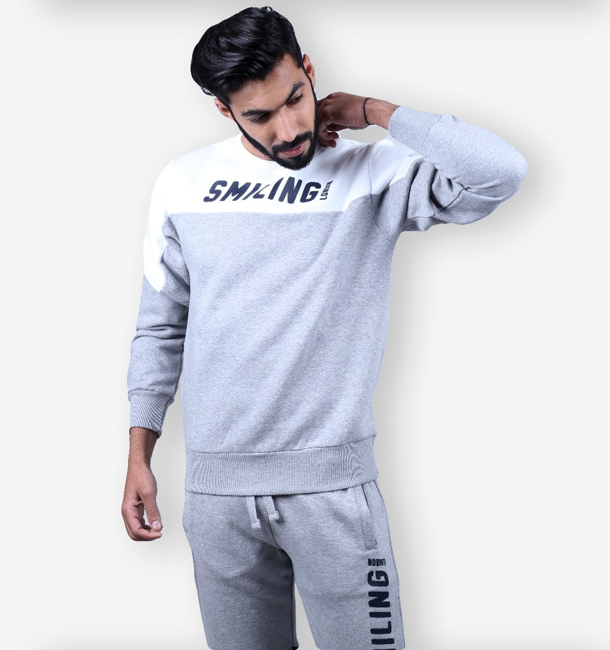 Smiling london White grey sweatshirt | Montivo Pakistan