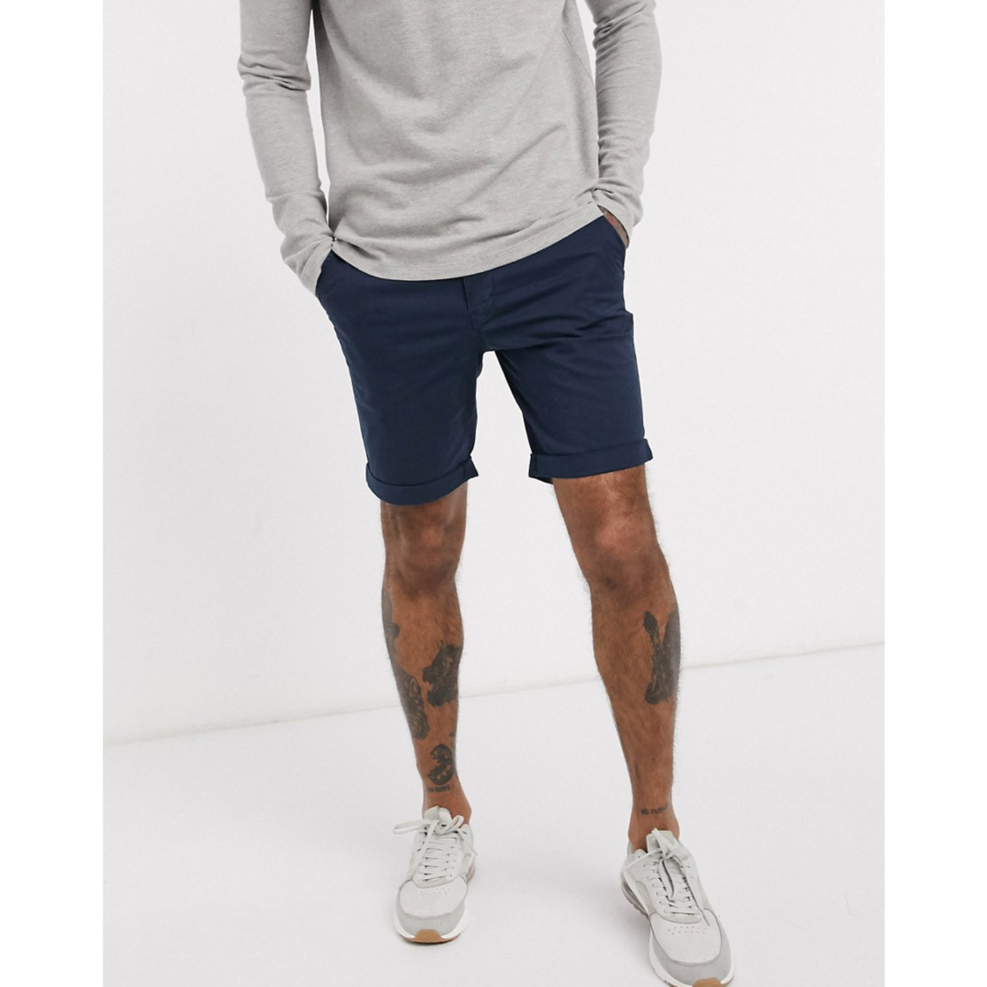 Selected Homme navy organic cotton chino shorts | Montivo Pakistan