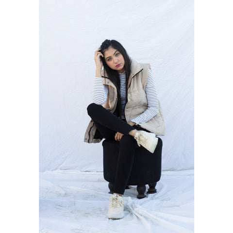 Beige Sleeveless Puffer Gilet | Montivo Pakistan