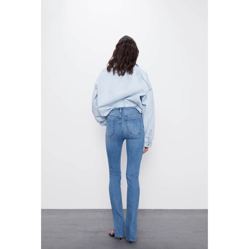 High Waist Split Skinny Blue jeans | Montivo Pakistan