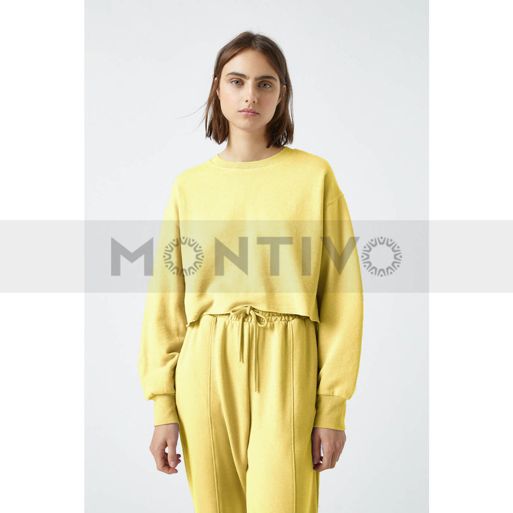 PB Washed effect Yellow Cropped Sweatshirt | Montivo Pakistan