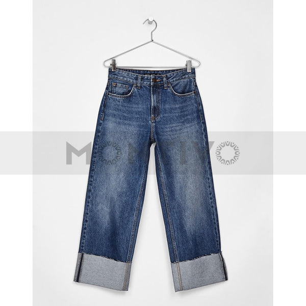 Bsk Wide leg rolled-up hem jeans | Montivo Pakistan