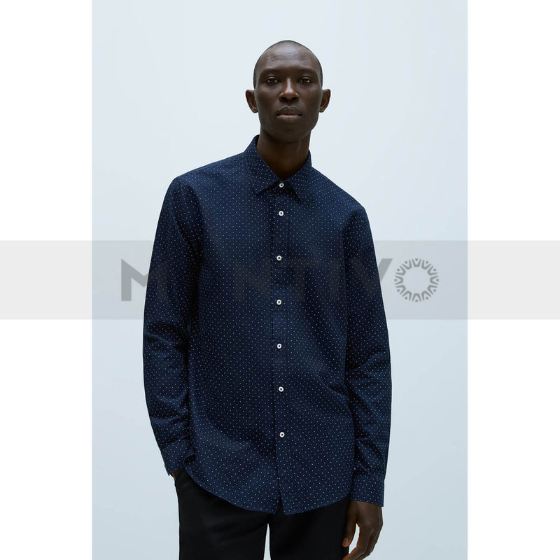 Zara Oxford Dotted Navy Shirt | Montivo Pakistan
