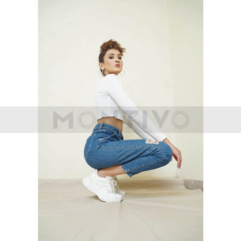 TW High Waist Ripped Slouchy Jeans | Montivo Pakistan