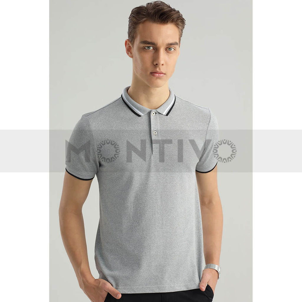 Grdno Plain Collar Tipping Grey Polo | Montivo Pakistan