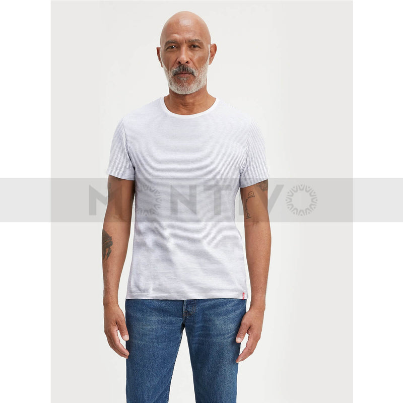 Lvs Slim Fit Striped White Tee | Montivo Pakistan