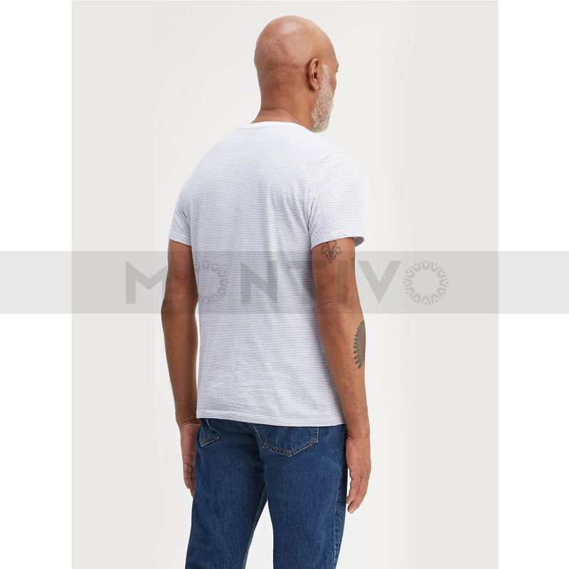 Lvs Slim Fit Striped White Tee | Montivo Pakistan