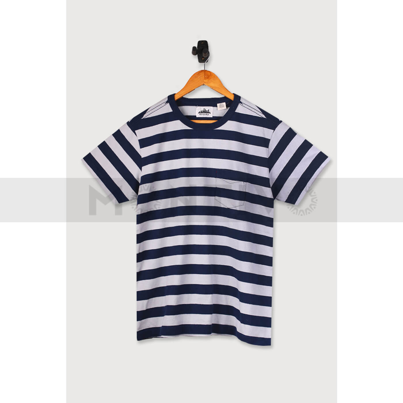 Lvs Light Blue Stripe Pocket Tee | Montivo Pakistan