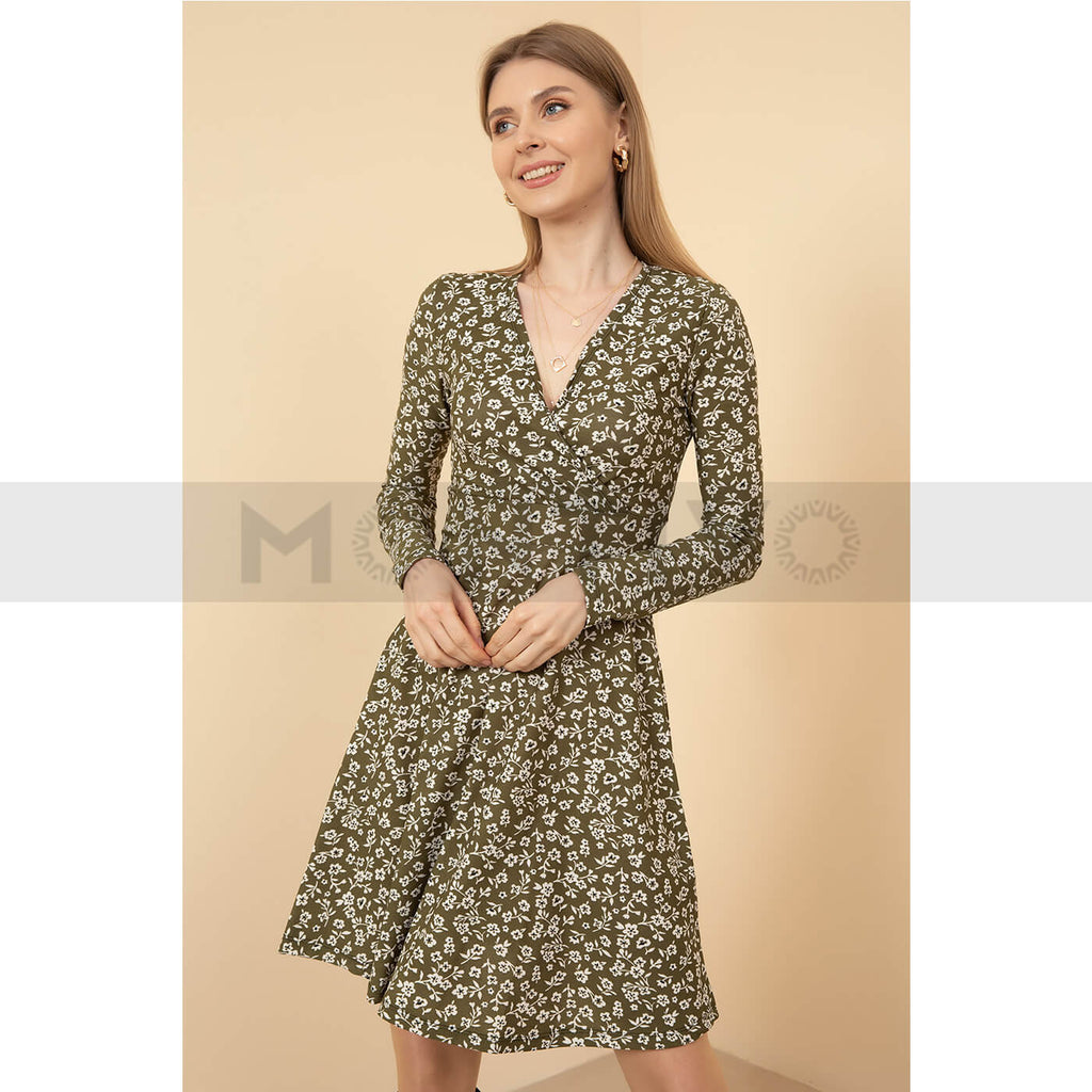 Green Floral Short Dress | Montivo Pakistan