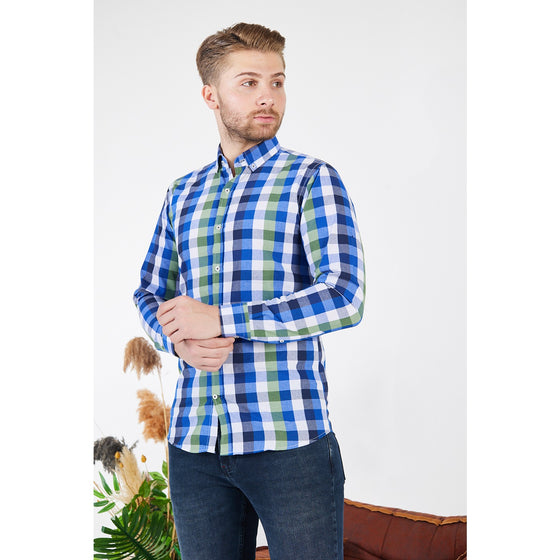 Cotton Blue Gingham Check Shirt | Montivo Pakistan
