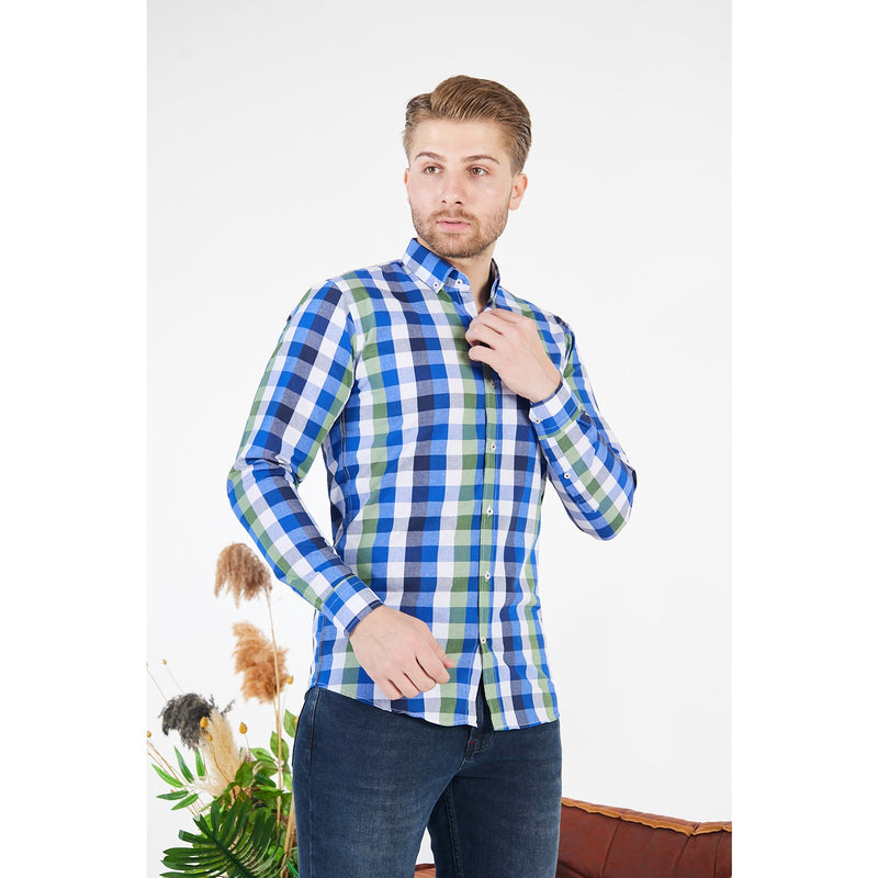 Cotton Blue Gingham Check Shirt | Montivo Pakistan