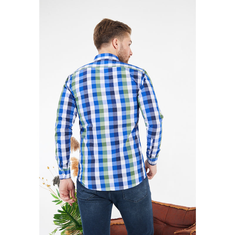 Cotton Blue Gingham Check Shirt | Montivo Pakistan