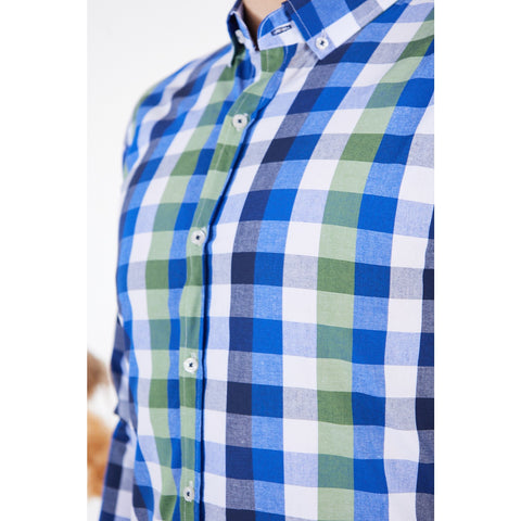 Cotton Blue Gingham Check Shirt | Montivo Pakistan