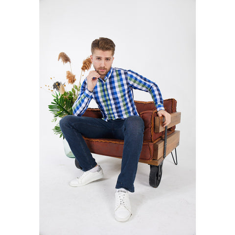 Cotton Blue Gingham Check Shirt | Montivo Pakistan