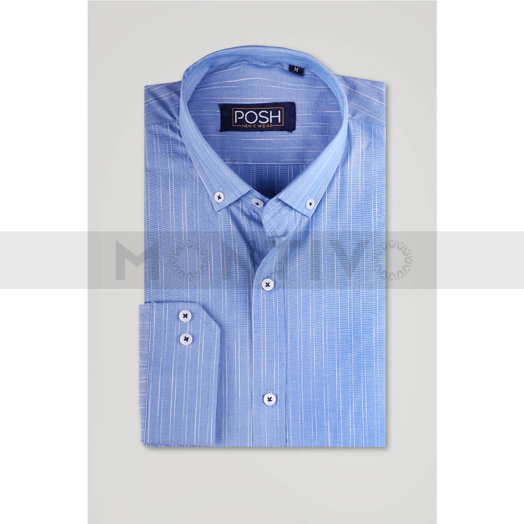 Blue Stripe Cotton Shirt | Montivo Pakistan
