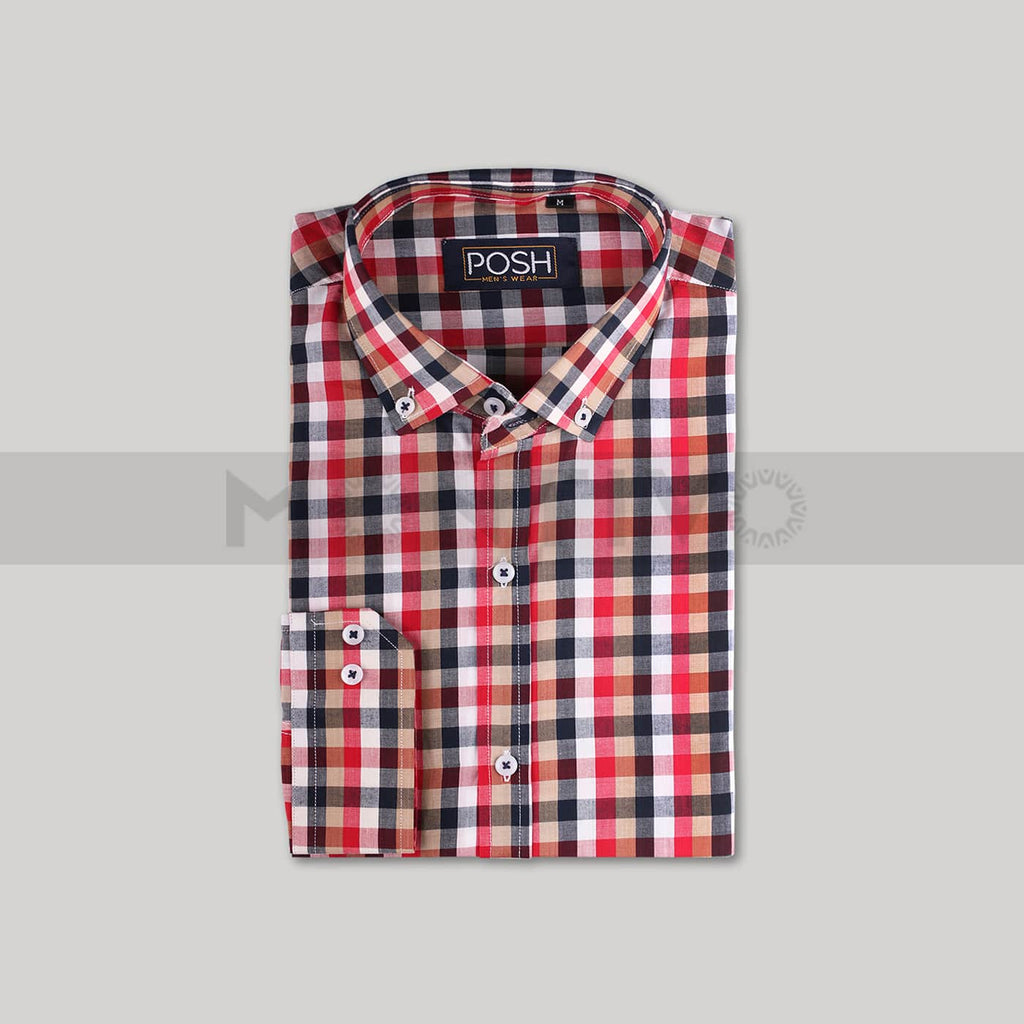Cotton Red Gingham Check Shirt | Montivo Pakistan
