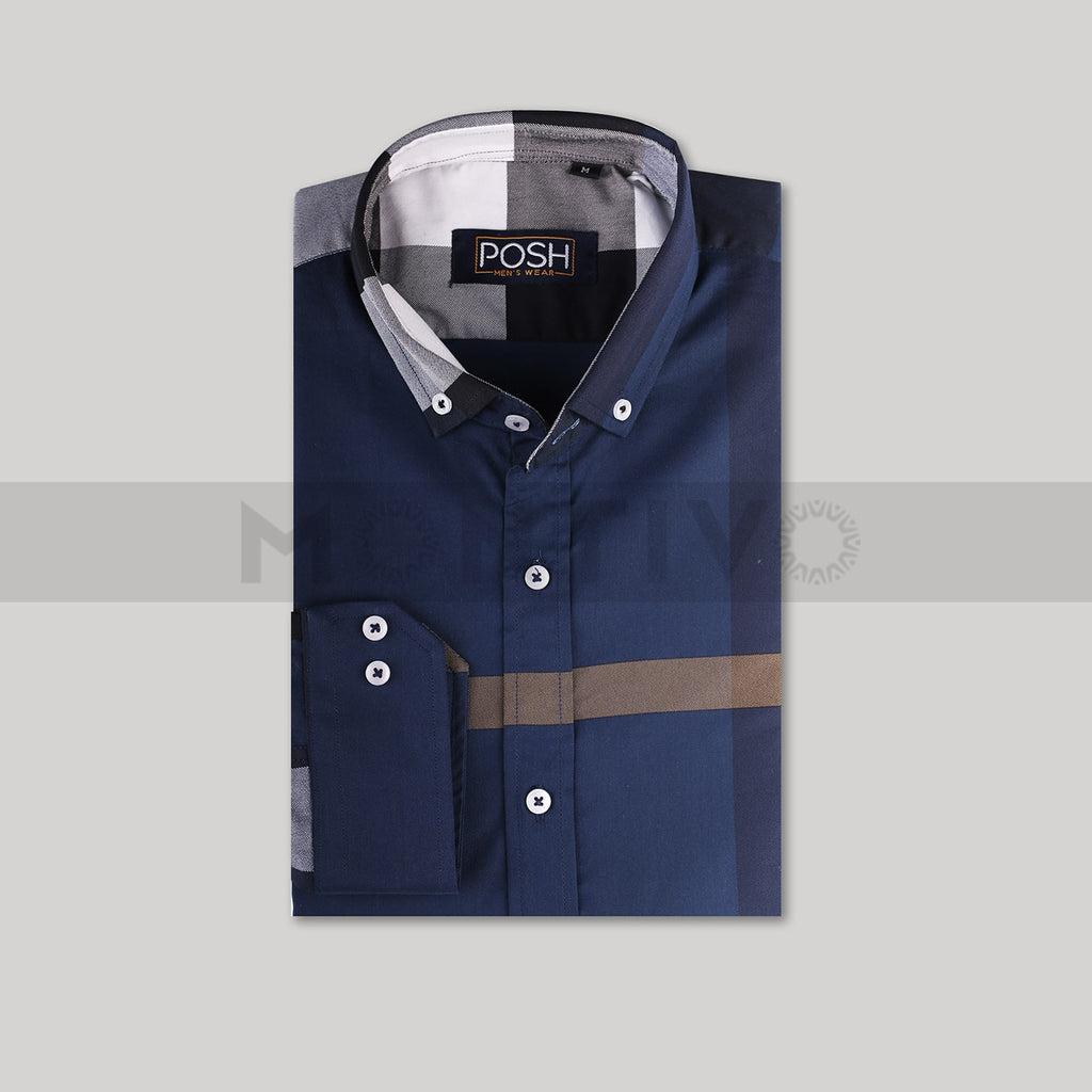 Random Stripe Cotton Navy Shirt | Montivo Pakistan
