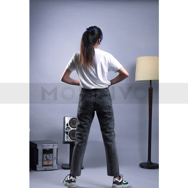 TW Charcoal High Waist Mom Jeans | Montivo Pakistan