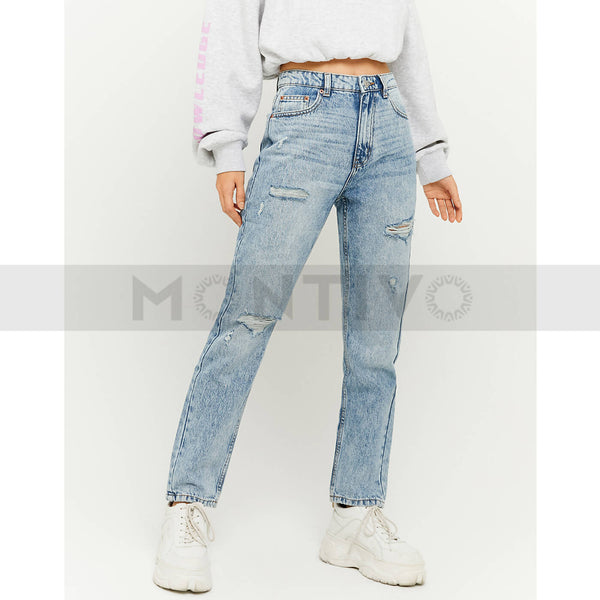 TW High Waist Mom Ripped Jeans | Montivo Pakistan