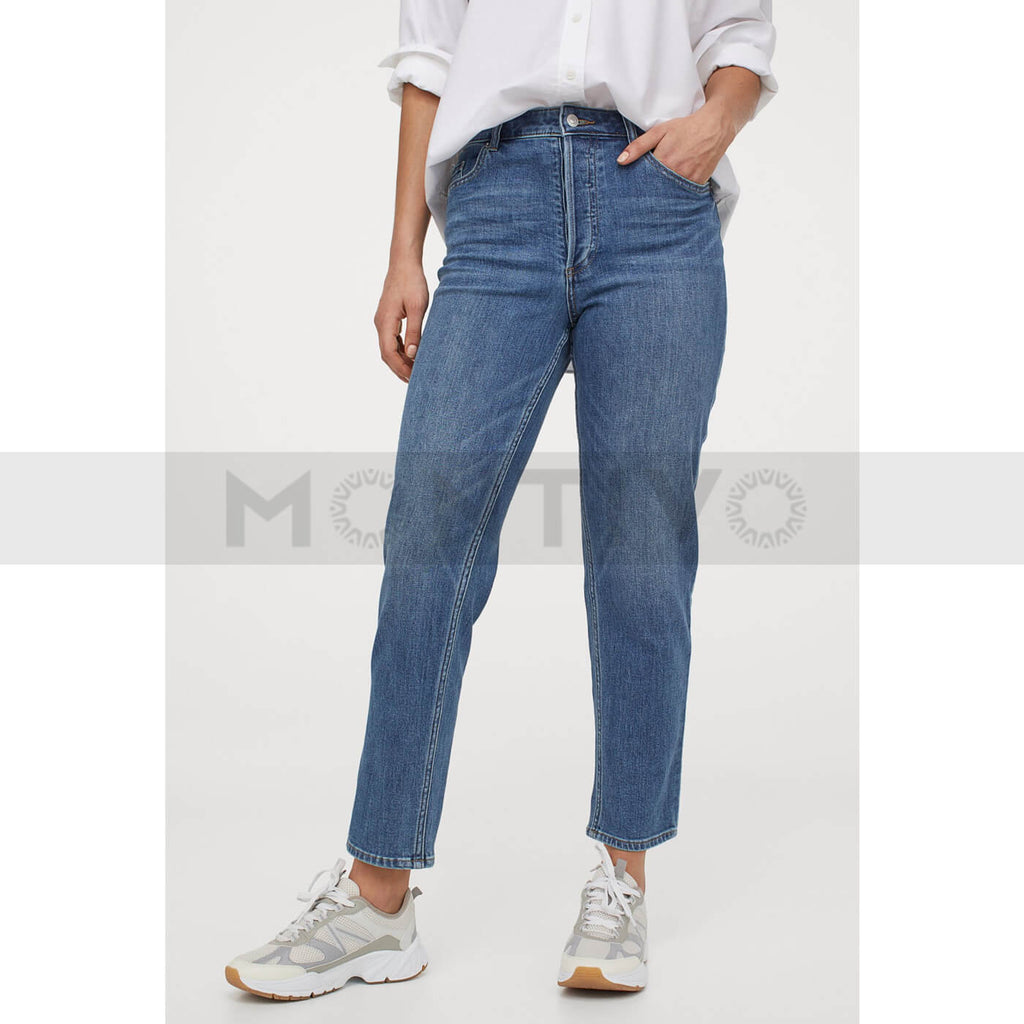 HM Mid Blue Mom Straight Jeans | Montivo Pakistan