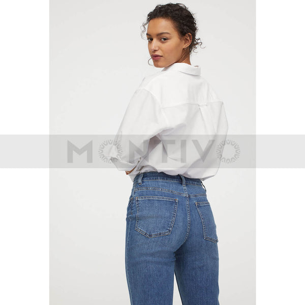 HM Mid Blue Mom Straight Jeans | Montivo Pakistan