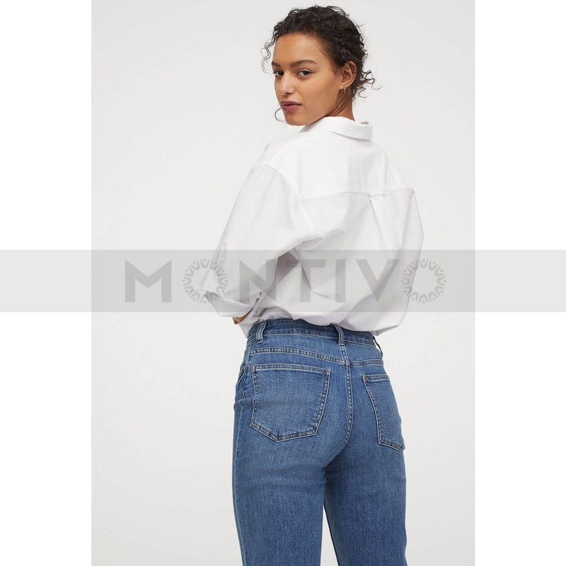 HM Mid Blue Mom Straight Jeans | Montivo Pakistan