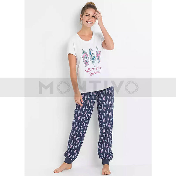 Feather Print Nightwear Suit | Montivo Pakistan