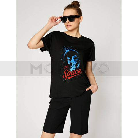 Next Women Black Pritned Tee | Montivo Pakistan