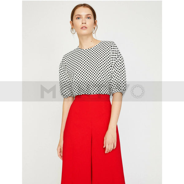 Polka Dotted White Top | Montivo Pakistan