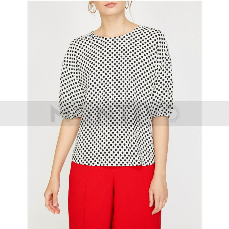 Polka Dotted White Top | Montivo Pakistan