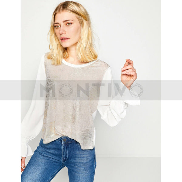 White Metallic Blouse | Montivo Pakistan