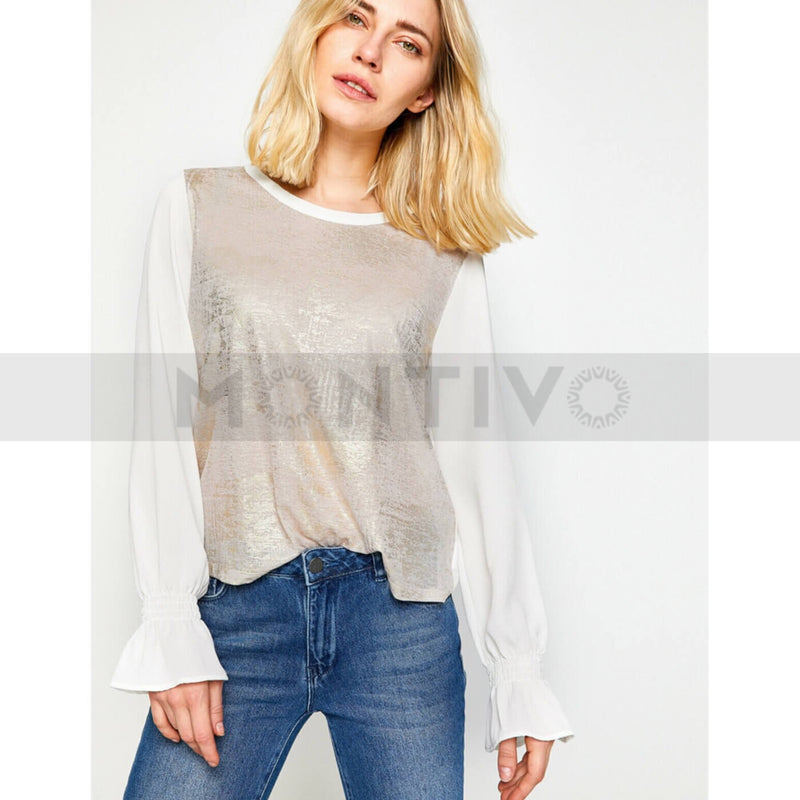 White Metallic Blouse | Montivo Pakistan