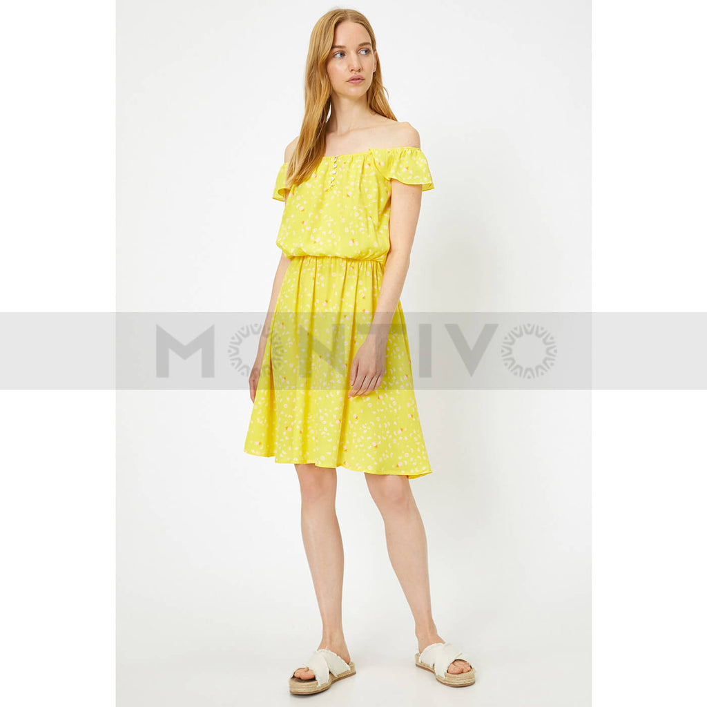 Yellow Patterned Design Dress | Montivo Pakistan