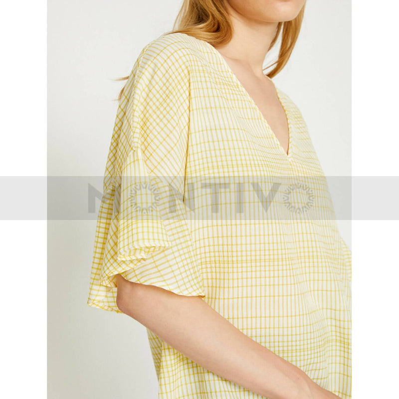 Yellow Lines V Neck Top | Montivo Pakistan