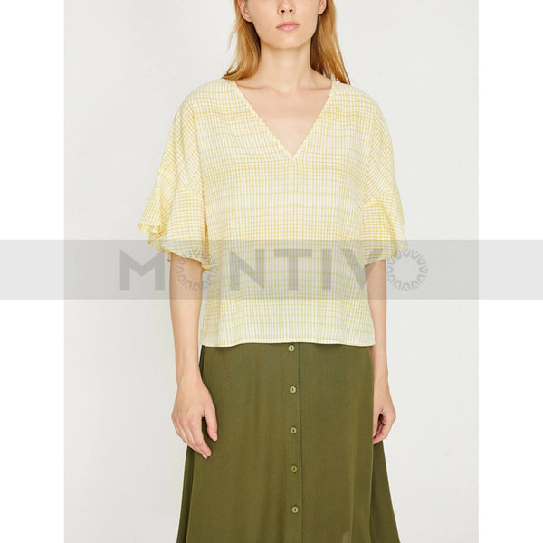 Yellow Lines V Neck Top | Montivo Pakistan