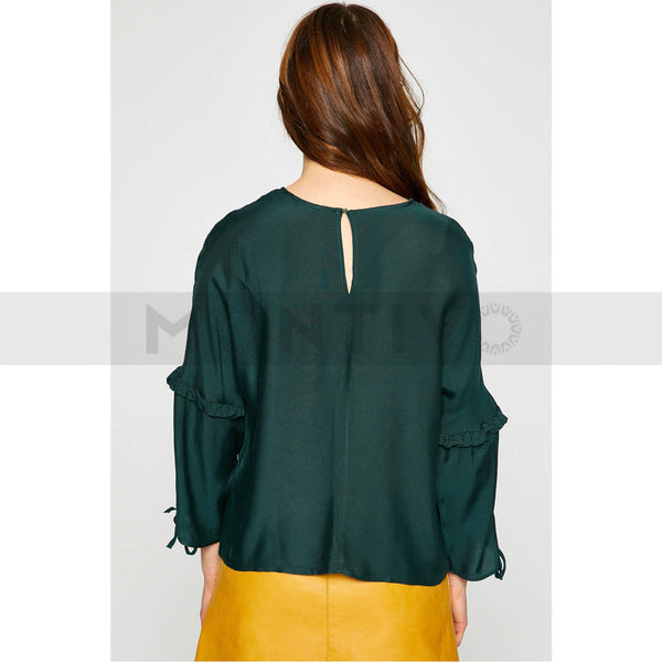 Dark Green Sleeves Detailed Top | Montivo Pakistan