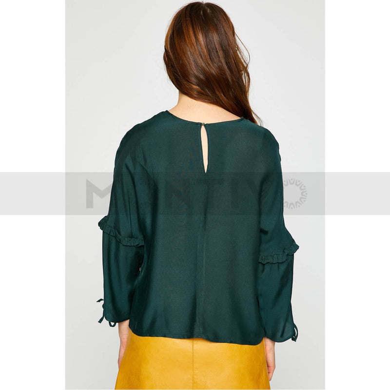 Dark Green Sleeves Detailed Top | Montivo Pakistan
