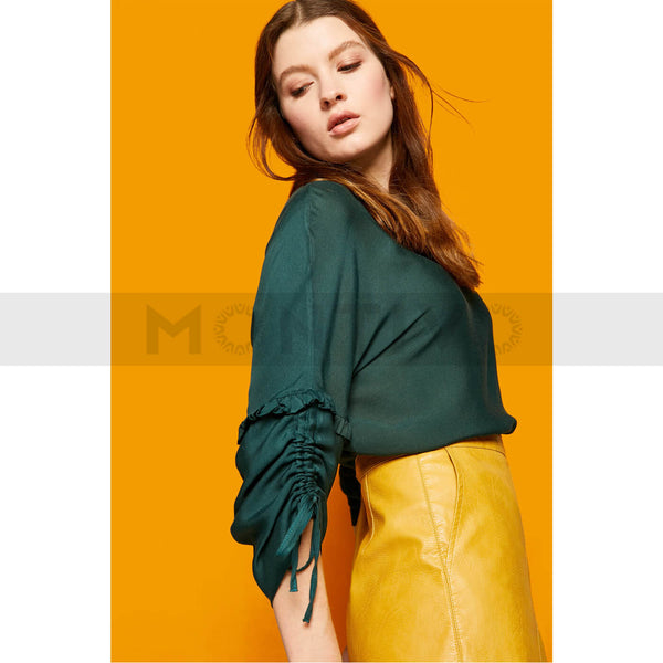Dark Green Sleeves Detailed Top | Montivo Pakistan