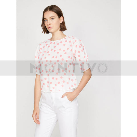 Orange Dotted White Top | Montivo Pakistan